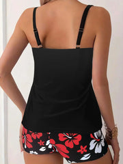 Black Slim-Fit Tankini Bikini Set – Women’s Split Swimsuit 2025