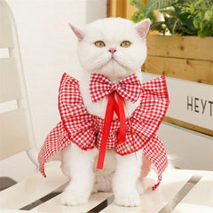 Floral Summer Dog Dress 🌸 Plaid Skirt & Bow Outfit for Small & Medium Dogs