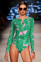 Long-Sleeve One-Piece Swimsuit with Skirt – Women’s Sexy Cover-Up Swimwear