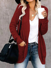 Women’s Curved Front Loose Knit Cardigan – Autumn & Winter Fashion