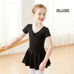 Girls Pink Ballet Leotard Dress – Short Sleeve Tutu Dance Outfit