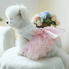 1PC Pet Clothing Spring and Autumn Pink Heart Puff Skirt Wedding Dress Princess Dress Suitable for Small and Medium sized Dogs