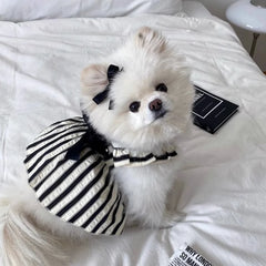 Striped Princess Dog Dress – Summer Pet Skirt with Big Bow for Small & Medium Dogs and Cats