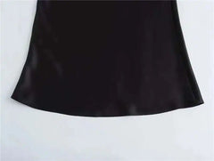 Women’s Satin High Waist Midi Skirt — Black & White