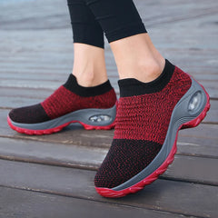 Women's Walking Trainers Fashion Fly Weaving Sock Sneakers Breathable Comfortable Nursing Shoes Casual Platform Loafers Non-Slip