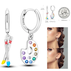 925 Silver Hoop Earrings for Women – Zircon Heart & Star Drops