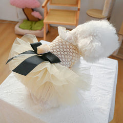 Luxury Kawaii Dog Dress 👑 Pearl Collar Princess Outfit for Small Dogs & Cats