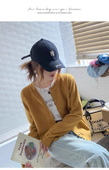 Women’s Slim O-Neck Cardigan Sweater – Casual Korean Knitwear