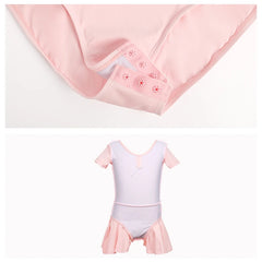 Girls Pink Ballet Leotard Dress – Short Sleeve Tutu Dance Outfit