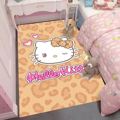 Hello Kitty Red Leopard Floor Rug – Cute Bedroom & Living Room Mat