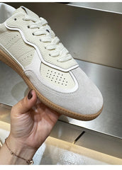 AUTUSPIN 5 Colors Women Flats Sneakers Four Season Leisure Shoes Cow Suede Leather Ladies Skateboarding Shoes Outdoor Size 35-40