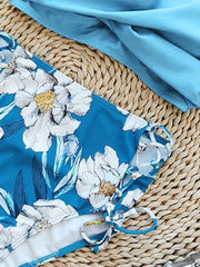 Floral V-Neck Cut-Out Bikini Set – Women’s High-Waist Two-Piece Swimsuit 2025