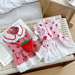 Strawberry Plaid Dress for Small Dogs & Cats