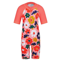 Cyan Flower Girls Swimsuit – Kids UV-Protection One-Piece Swimwear 2025