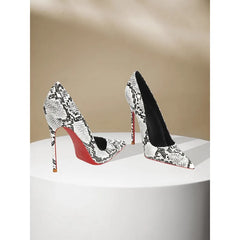 Fashionable new snake patterned high heels for women, slim heels, sexy, shallow mouth, niche temperament, pointed single shoes