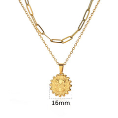Stainless Steel Sunflower Pendant Necklace for Women