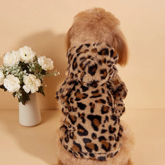 Leopard Dog Hoodie – Plush Pet Hoodie with Ears for Small & Medium Dogs