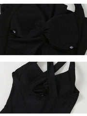 Solid Color Slimming One-Piece Swimsuit – Women’s Dress-Style Vacation Swimwear