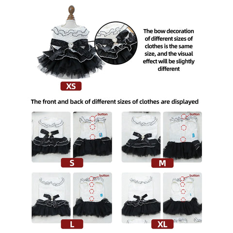 Black Bow Wedding Pet Dress – Elegant Summer Princess Outfit for Dogs & Cats