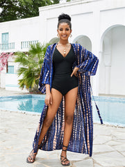 Long Tie-Dye Kimono Cover-Up – Open Front Beachwear for Women