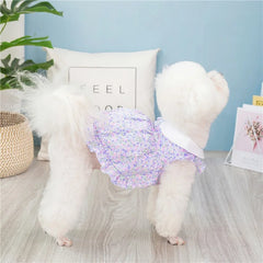 Floral Summer Dog Dress 🌸 Soft Breathable Outfit for Small Dogs & Cats