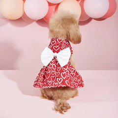 Valentine’s Day Dog Dress ❤️ Red Tulle Bowknot Outfit for Small Dogs & Cats