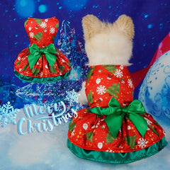 Snowflake Christmas Pet Dress 🎄 Adjustable Holiday Princess Outfit for Dogs & Cats