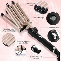 3-in-1 Reversible Triple Barrel Hair Waver – Deep & Small Wave Curling Iron