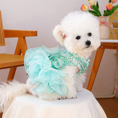 Green Fairy Pet Wedding Dress 💚 Mesh Tutu Princess Outfit for Dogs & Cats