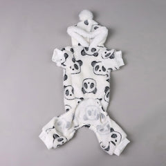 Panda Plush Dog Pajamas – Warm Fleece Winter Onesie for Small Dogs & Puppies