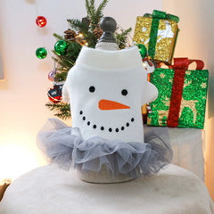 Christmas Snowman Pet Dress – Winter Princess Outfit for Dogs & Cats