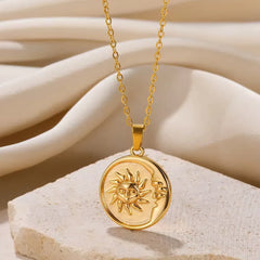 Stainless Steel Sunflower Pendant Necklace for Women