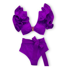 2025 Floral Ruffle Bandage Bikini Set – Women’s Push-Up Two-Piece Swimsuit