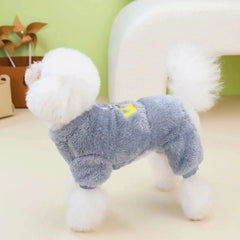 Soft Warm Fleece Dog Jumpsuit – Crown Pattern Pet Clothes for Small Dogs & Cats