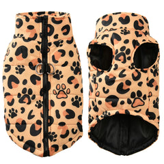 🐾 Leopard Print Winter Dog Jacket – Waterproof Pet Coat for Small Dogs