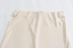 Women’s Satin High Waist Midi Skirt — Black & White