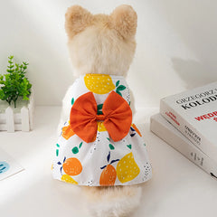 Summer Flower Dog Dress 🌸 Cooling Bowknot Outfit for Small Dogs & Cats