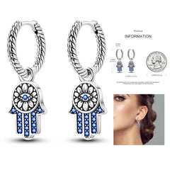 925 Silver Hoop Earrings for Women – Zircon Heart & Star Drops