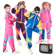 Kids 80s Tracksuit Hip Hop Costume – Retro Top & Pants Set