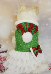 Christmas Sparkling Pet Dress – Sequin Plush Hooded Costume for Dogs & Cats