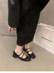 Retro Mary Jane Shoes – Glossy Medium Heel Comfort Ballet Pumps