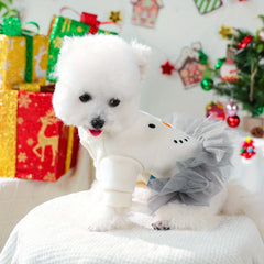 Christmas Snowman Pet Dress – Winter Princess Outfit for Dogs & Cats