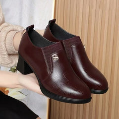 Middle Heel Pointed Head To Work Thick Solid Color Single Shoes Spring/autumn New Fashion Comfortable Sexy Casual Women's Shoes