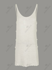 Sexy Knit Striped Side Cut-Out Mini Beach Dress – Women’s Swimsuit Cover-Up