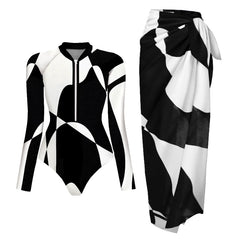 SEAURAL Vintage Print Long-Sleeve Swimsuit Set – Women’s Surfwear 2025