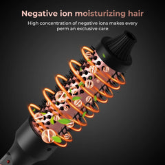 32mm PTC Heated Curling Brush – Anti-Scald Thermal Volumizing Hair Styler
