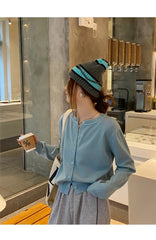 Women’s Slim O-Neck Cardigan Sweater – Casual Korean Knitwear