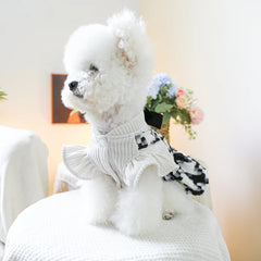 Black & White Bow Princess Dress 🎀 Warm Winter Outfit for Small Dogs