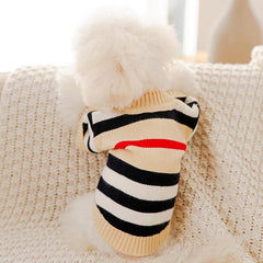 Striped Dog Cardigan – Luxury Sweater for Small Dogs & Cats