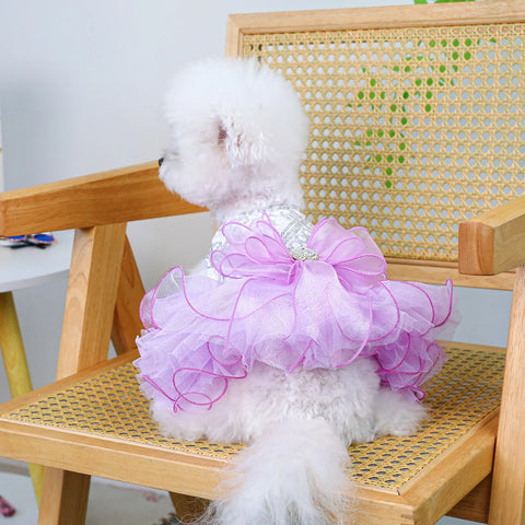 Purple Fairy Pet Wedding Dress 💜 Elegant Princess Outfit for Dogs & Cats